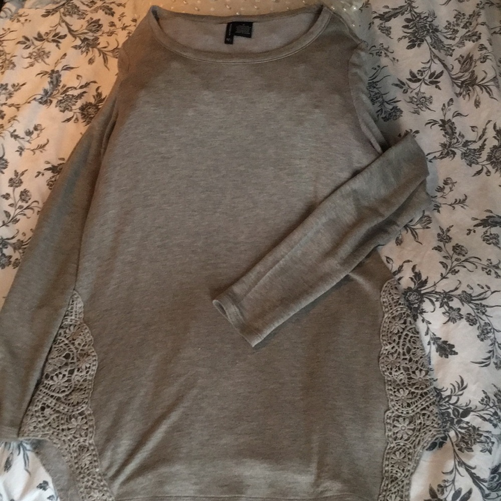 Latte light crochet detail long sleeve/tunic